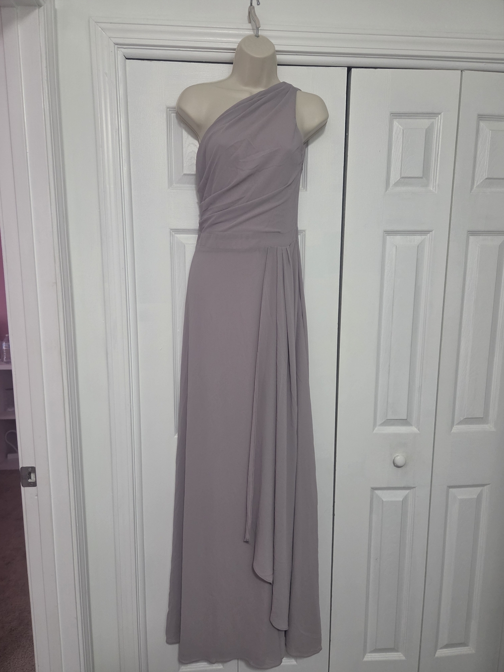 One-Shoulder Mauve Evening Gown